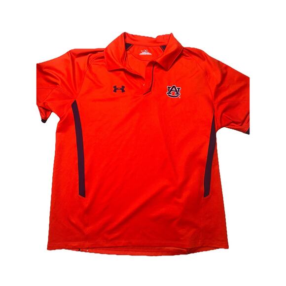 Mens Under Armour Auburn Tigers Polo Shirt L Large Orange Athletic (T21) - Picture 1 of 3
